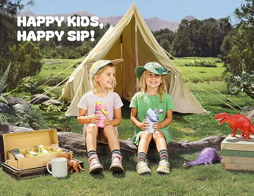 12 oz Kids Steel Water Bottle for School: 2-in-1 Straw Spout Lid, Cold 24H - Image 2