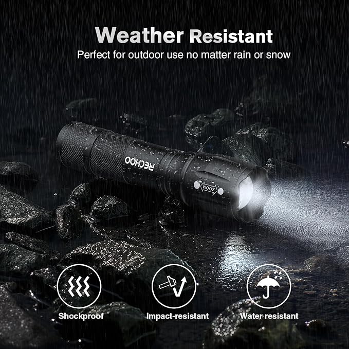 RECHOO LED Flashlight 2 Pack, Tactical Flashlights High Lumens - Image 4