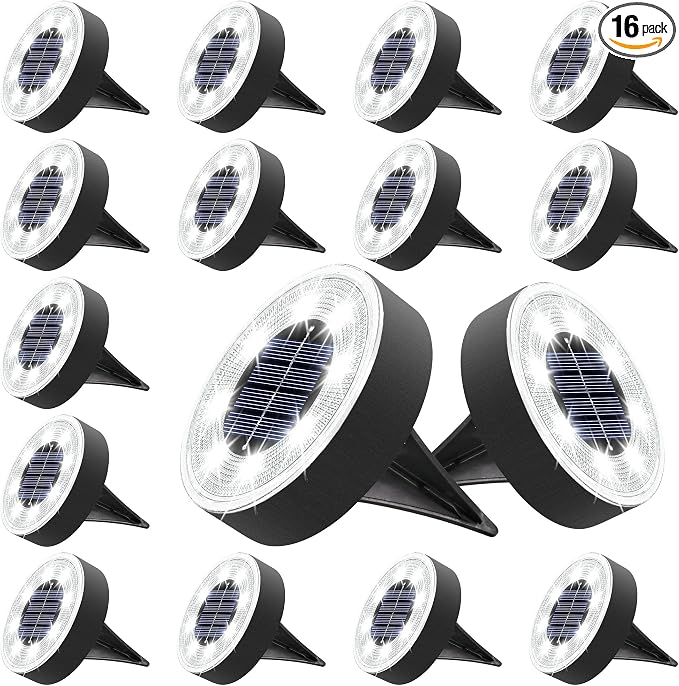 Joomer Solar Ground Lights, 16 Pack 8 LED Solar Lights Outdoor IP68 Waterproof by Joomer