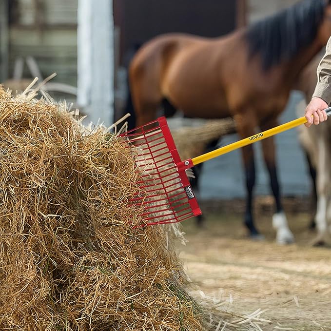 VEVOR 6PCS Manure Fork Replacement Head, 18 Angled Tines Horse Manure Fork Head, Durable Plastic Pitchfork Heads, Horse Mulch Rake for Picking up Stable Stall Muck Grass Hay Cleaning Farm Work