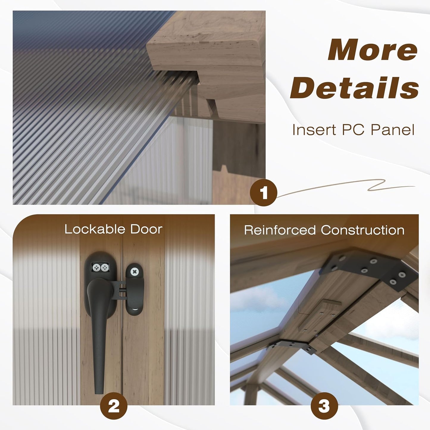 Mupater 6'x10' Wooden Greenhouse for Outdoor, Heavy Duty Green House Kit with Ventilated Window and Lockable Door, 6mm MWPC Panels for UV Protection, Walk-in Greenhouse for Backyard, Patio, Lawn