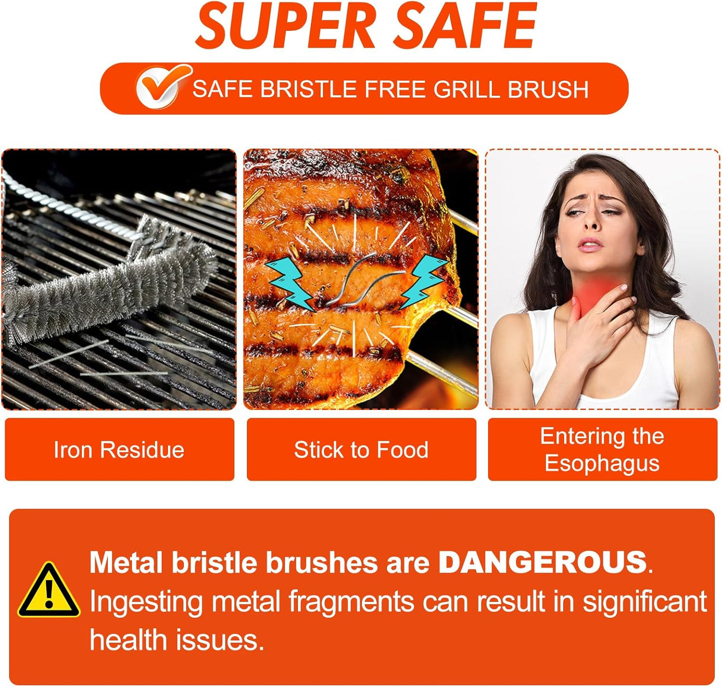 Grill Brush for Outdoor Grill Bristle Free BBQ Cleaner Brush with Durable Scraper for Cast Iron or Stainless-Steel Grates Safe Griddle Scrubber Brush