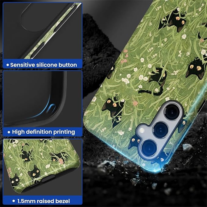 for Samsung Galaxy S23 FE Case, HL2 Grass Cat Hybrid 2 Layer Hard Shell - Image 3