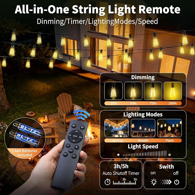Solar Lights Outdoor Waterproof: ST38 82FT 25M Shatterproof Bulbs Patio Lights - Image 2