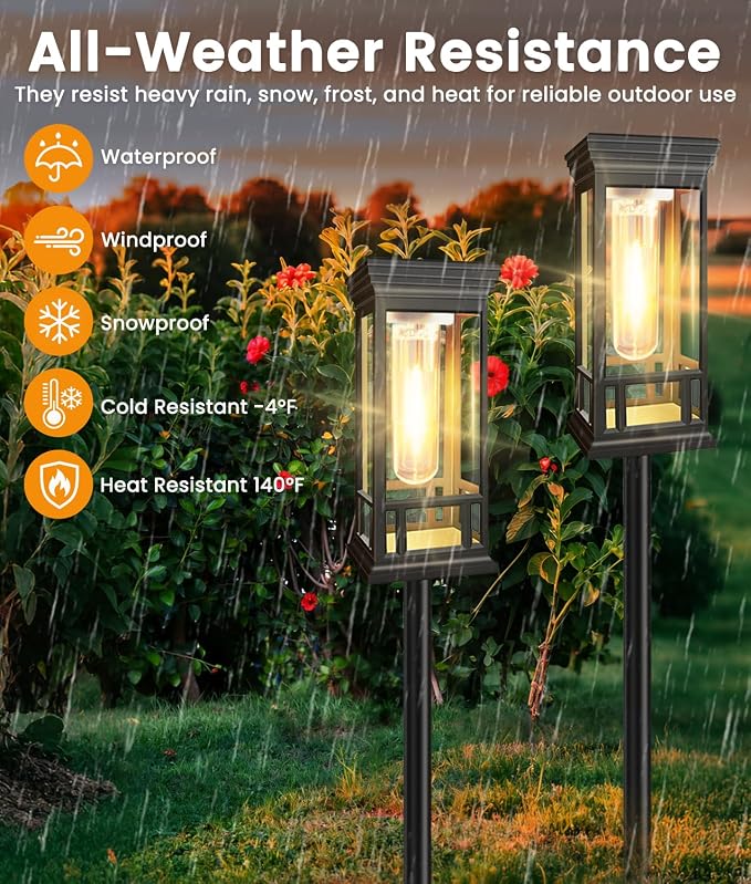 4 Pack Solar Pathway Lights Outdoor, Taller Bright Solar Path Lights Waterproof - Image 7