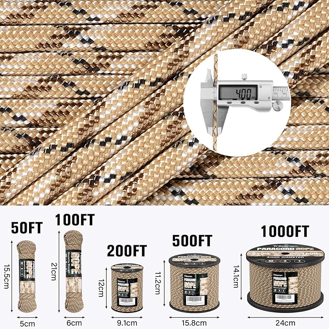 Paracord Rope 550 lb - 100ft 5/32" Parachute Cord 4MM 7-Strand para Cord - - Image 5