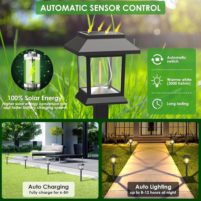 Benany Solar Outdoor Lights, 12 Pack Solar Pathway Lights Waterproof, Landscape - Image 5