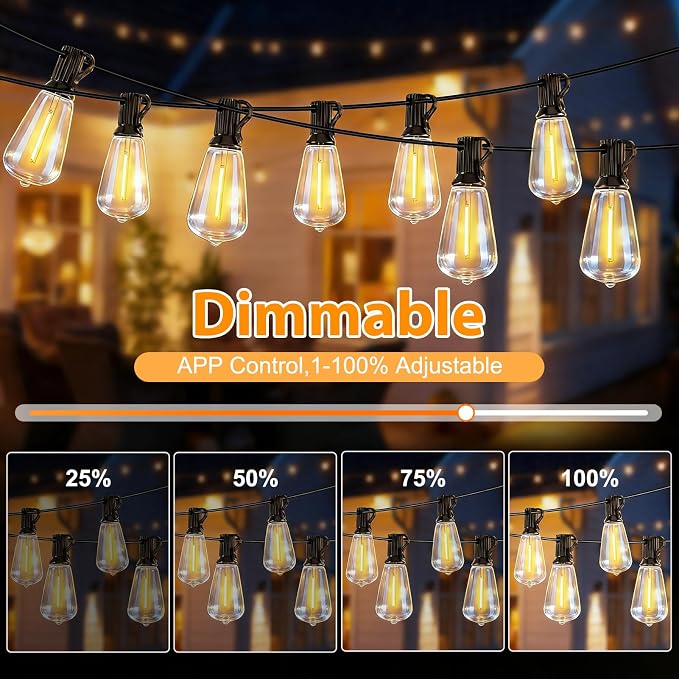 LumBelle Smart Outdoor String Lights, 50FT ST38 LED Patio Lights - Image 4