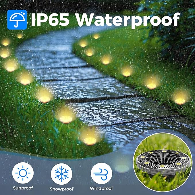 Peasur Mini Solar Ground Lights, 18 Pack Flat Solar Disc Lights Outdoor - Image 4