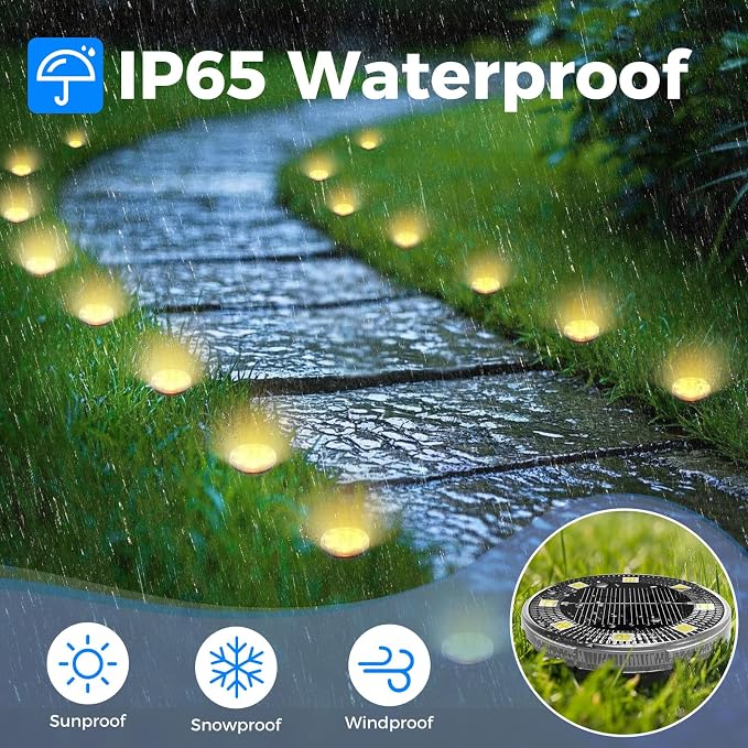 Peasur Mini Solar Ground Lights, 2 Pack Flat Solar Disc Lights Outdoor - Image 4