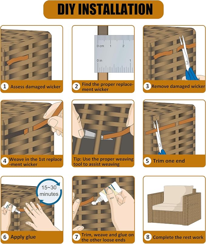 260 Ft Wicker Repair Supplies, Wicker Repair Kit, Plastic Rattan Material - Image 3