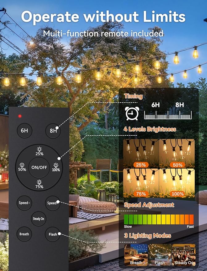 Brightever 100FT Solar String Lights Outdoor Waterproof - Image 4