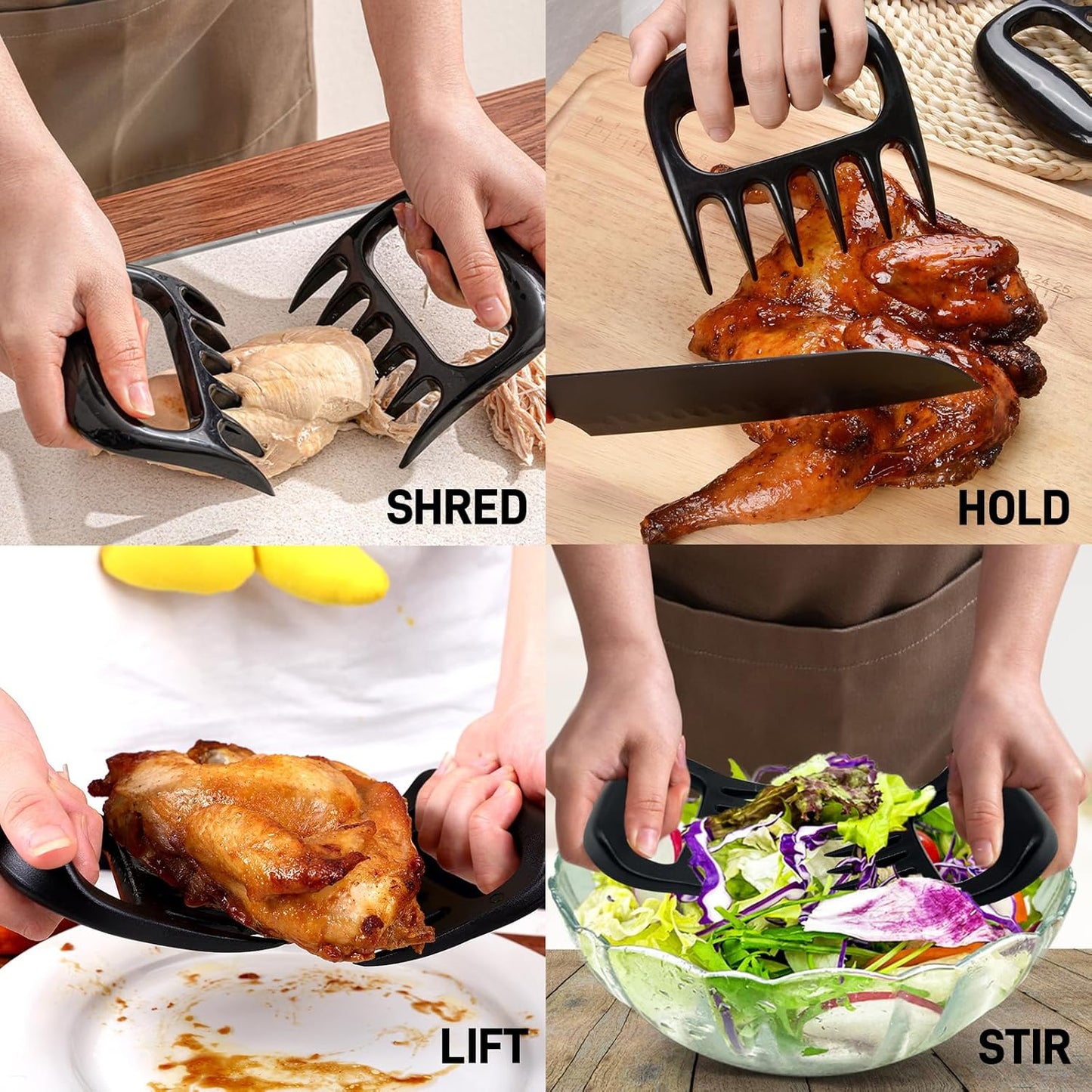 Meat Shredder Claws, Bear Claws for Shredding Meat Pulled Pork Chicken Turkey Beef, 2 PCS Barbecue Smoker Grilling Accessories for BBQ Gifts, White Elephant Gifts, Stocking Stuffers