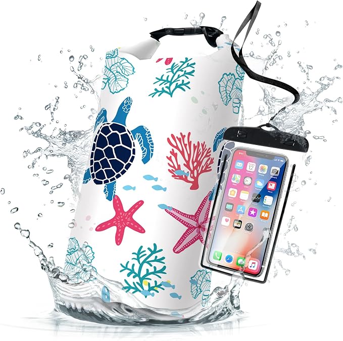 Waterproof Dry Bag, Roll Top Sea Turtle Coral Starfish Small Waterproof by Cliduli