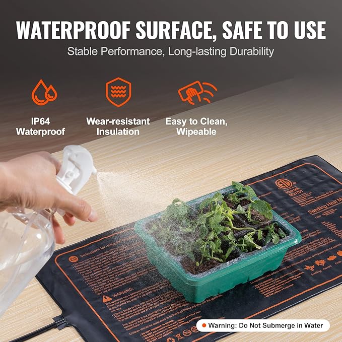 VEVOR 10"x 20.75" Seedling Heat Mat w/Digital Thermostat Combo Set, MET-Listed Heating Pad for Seed Starting, Waterproof Seed Mats for Germination, Indoor Gardening, Hydroponic, Greenhouse, 1 Pack