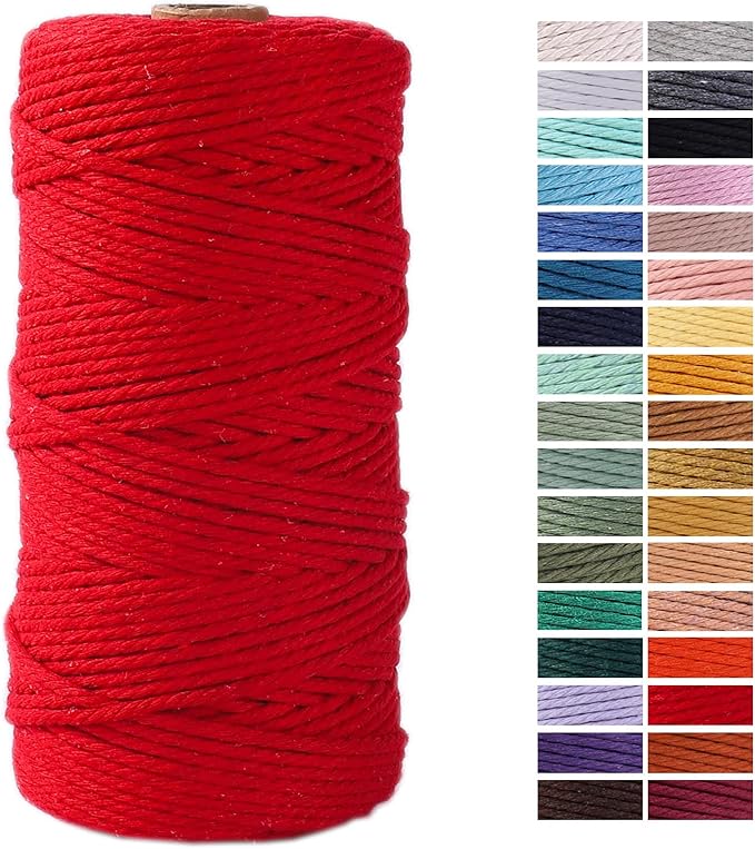 Red Macrame Cord 3mm x 109Yards, Colored Cotton Rope Craft Cord Colorful Cotton by AestheticDesignforYou