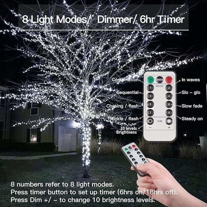 suddus 33ft 100 LED Outdoor String Lights, Led Twinkle Lights - Image 2