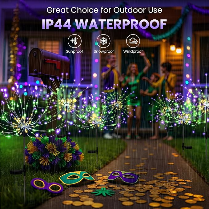 PEVOROS Garden Decor Solar Lights Outdoor, 6 Pack 120LED Waterproof Colorful - Image 5