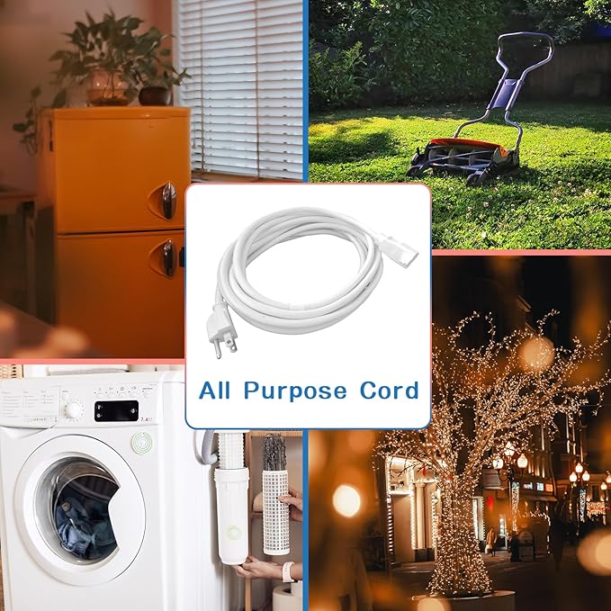 Indoor Outdoor Extension Cord 10 FT, 16/3 SJTW Weatherproof White Electrical - Image 8