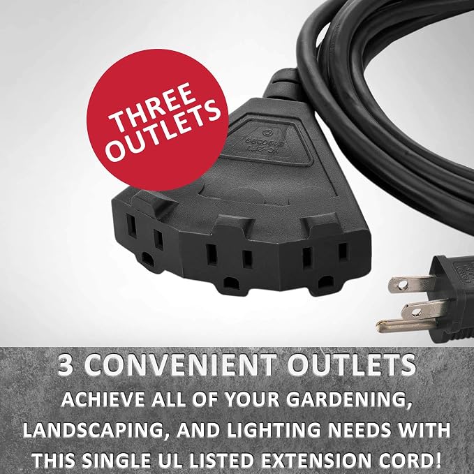 Holiday Lighting Outlet 50-Foot Black Extension Cord, 3-Prong Indoor & Outdoor - Image 6