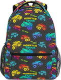 Wamika Monster Truck Kids Backpack Blue Racing Cars School Backpacks Boys Girls by Wamika