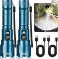 WdtPro LED Rechargeable Flashlight 2 Pack, Super Bright Zoomable 6000 Lumens by WdtPro
