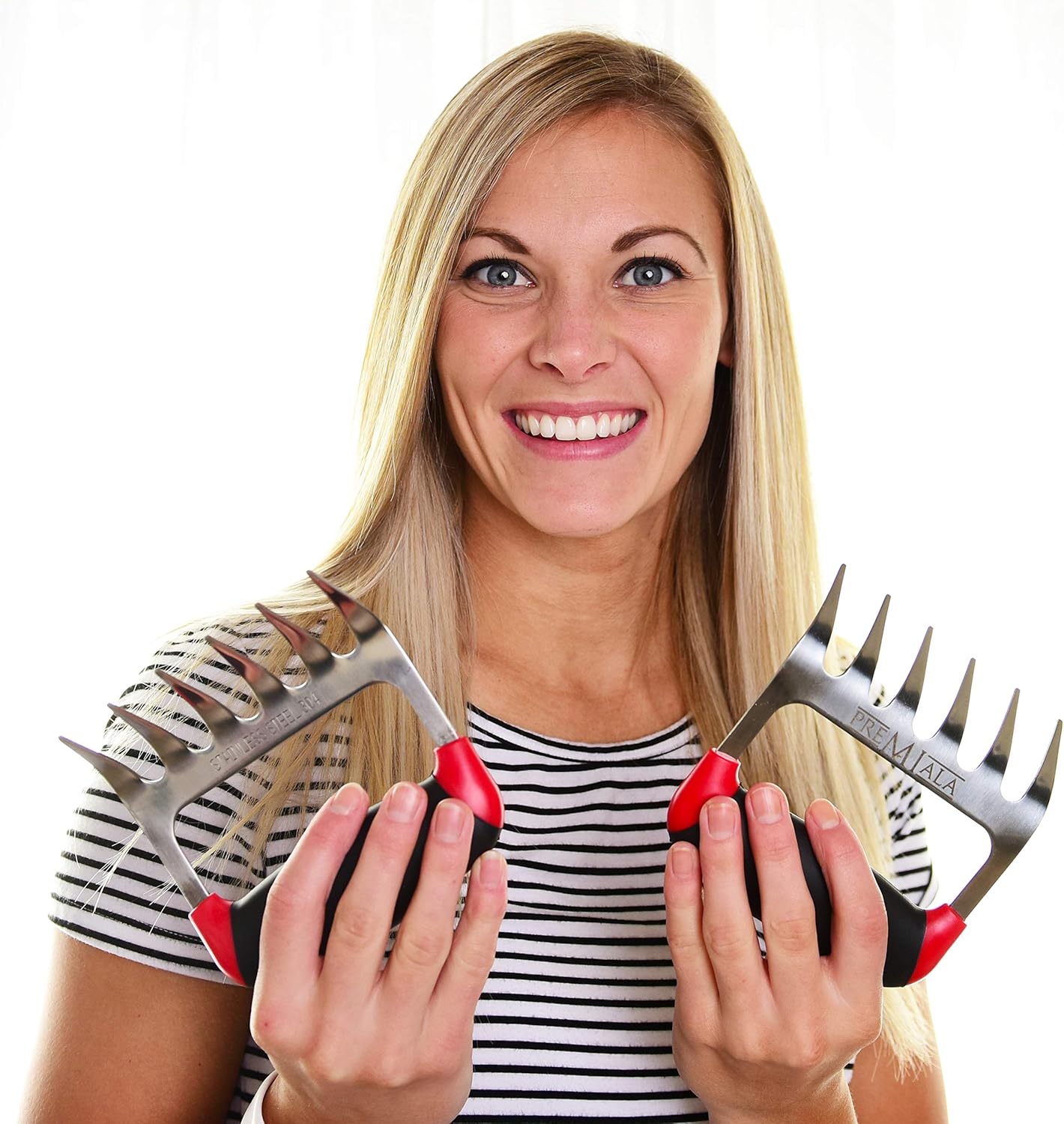 Meat Claws Stainless Steel - Premium Soft Rubber Handles for Ultimate Comfort and Grip! Wolverine Claws shreds Pulled Pork and BBQ Meat quickly and easily!