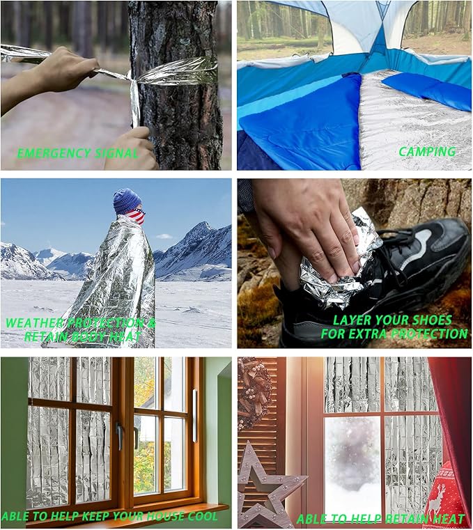 Emergency Foil Thermal Blanket, 210 x 160 cm, Aluminized Polyethylene Mylar - Image 6