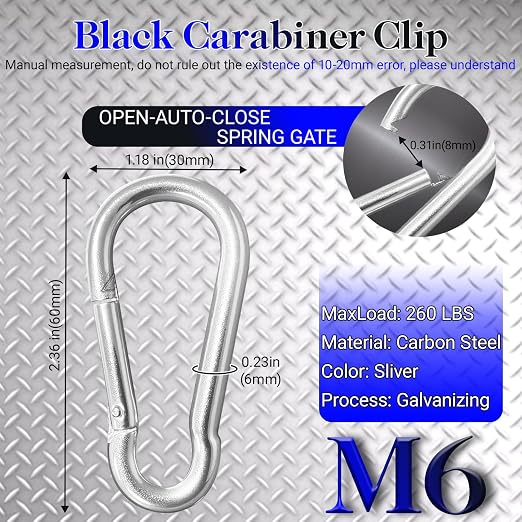 150 Pack 2.36" M6 Spring Snap Hook Carabiners - Image 2