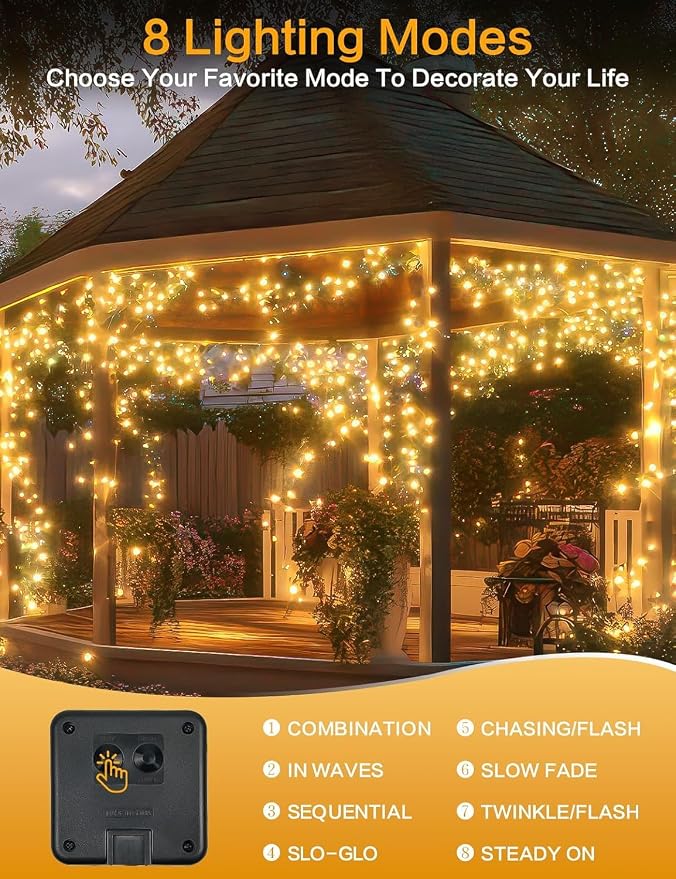 Solar String Lights Outdoor, 6 Pack Each 100 LED Solar Fairy Lights - Image 5