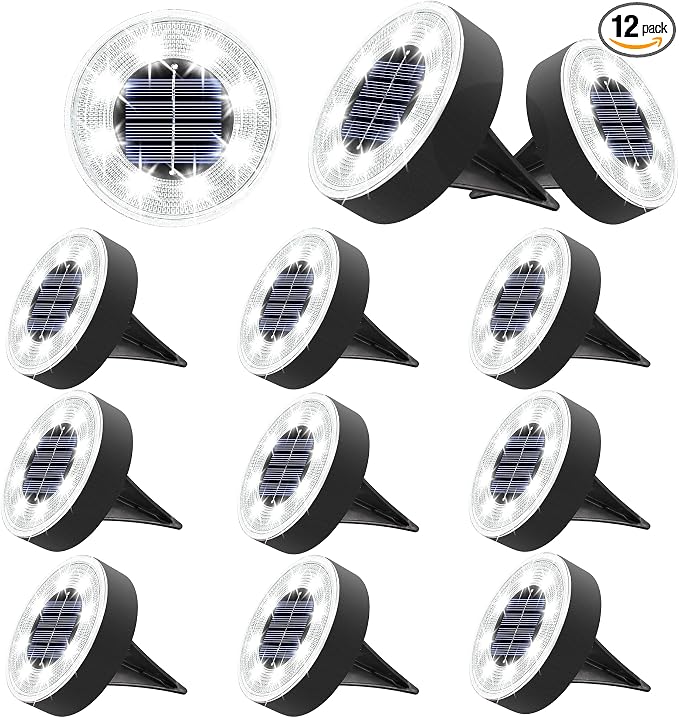 Joomer Solar Ground Lights, 12 Pack 8 LED Solar Lights Outdoor Waterproof IP68 by Joomer
