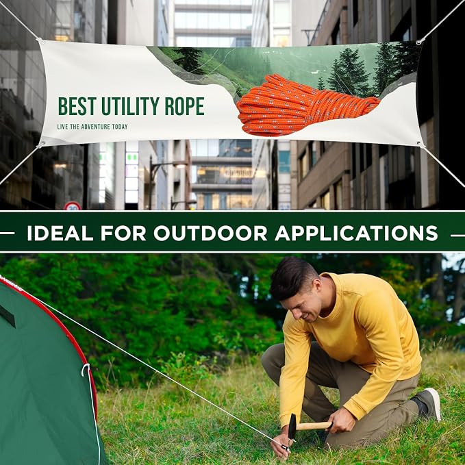 TECEUM Rope – 150 Feet x 1/4 Inch – Orange Yellow – Strong All-Purpose Utility - Image 8