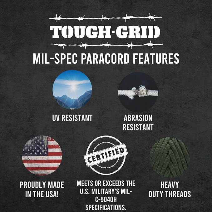 TOUGH-GRID 550 Paracord, Type III Mil-Spec Nylon Rope - 200 Ft Desert Camo - Image 5