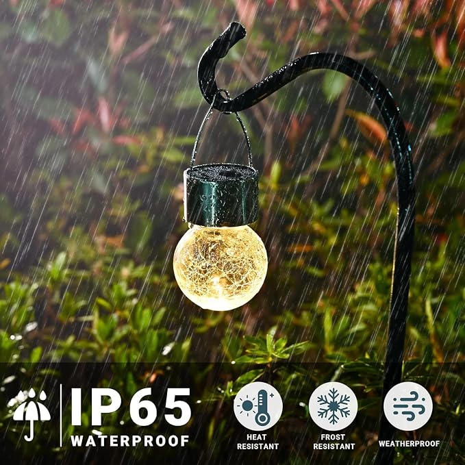 SOLPEX Hanging Solar Lights Outdoor, 8 Pack Decorative Cracked Glass Ball Light - Image 3