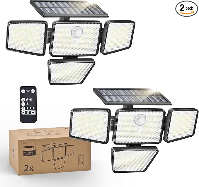 Philips Solar Security Light Outdoor, 196 LED Wall-Mounted Flood Light w/PIR by PhilipsLightingLED