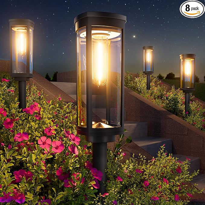 BITPOTT Bright Solar Pathway Lights Outdoor, 8 Pack Solar Powered Garden Lights by BITPOTT