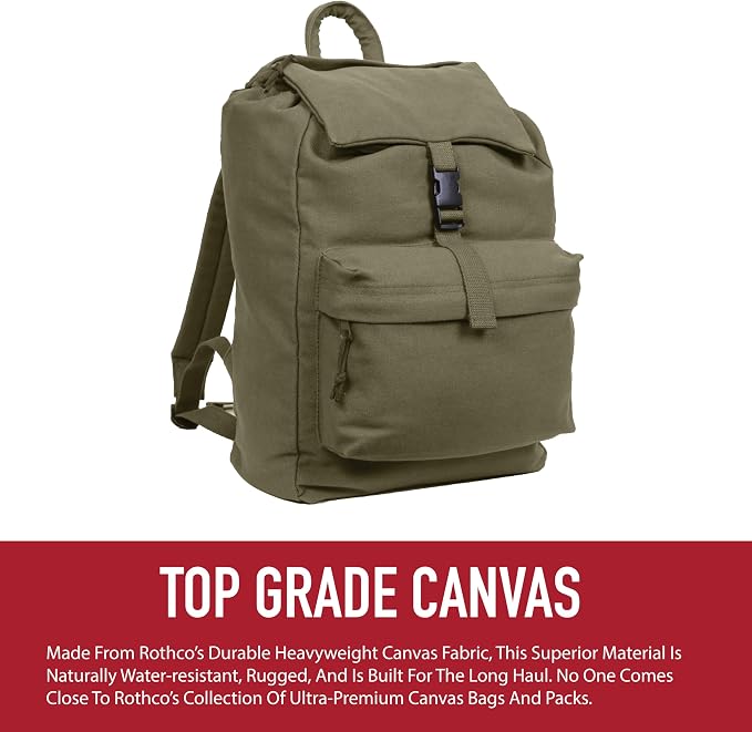 Rothco Canvas Daypack – Heavy-Duty Cotton Canvas Backpack - Image 4