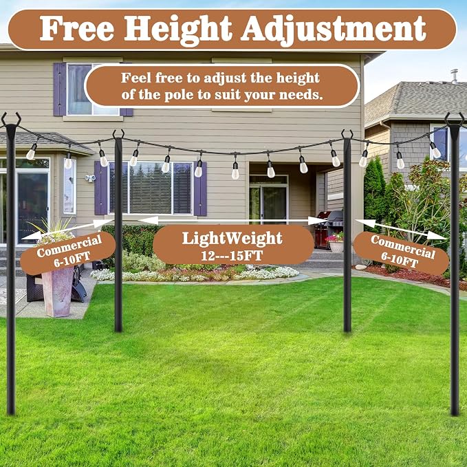 NUERPO 4 Pack String Light Poles, Metal Poles - Image 6