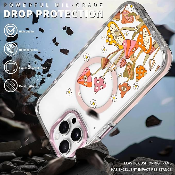 Case for iPhone 13 Pro, Retro Mushroom Sunflower Phone Case Design，for Women - Image 5