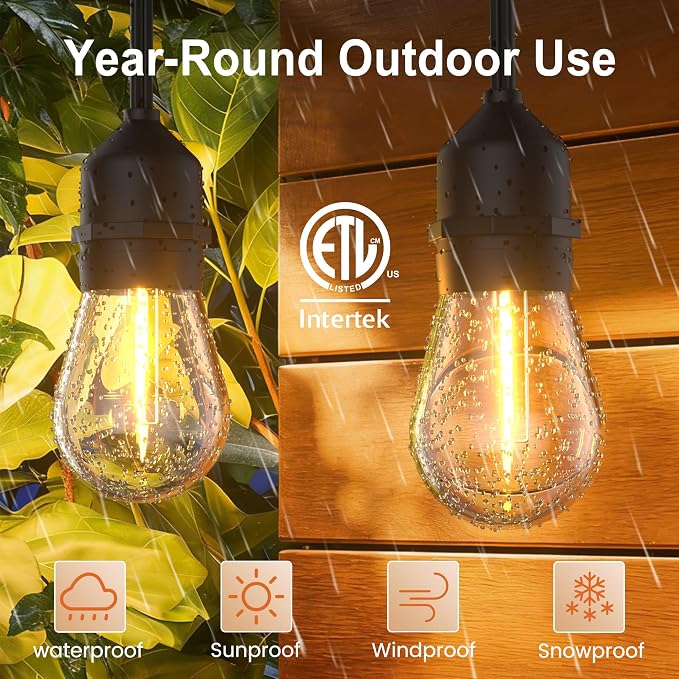 SUFEIMAS LED-Outdoor-String-Lights-Patio-Light-Outside 50FT Waterproof String - Image 6