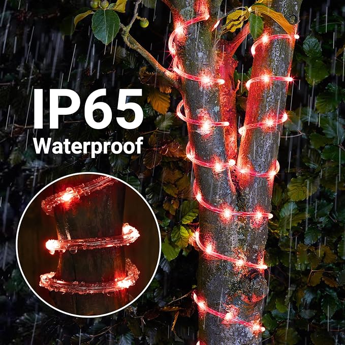 Solar Rope Lights, 66ft 200LED Solar String Lights, 8 Modes Waterproof Solar - Image 5