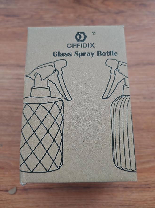 OFFIDIX Glass Spray Bottle, Fine Mist Plant Mister Handheld Pressure Spray Bottles,0.4L/13.5oz Watering Can with Adjustable Nozzle for Outdoor Indoor Gardening and Cleaning Work (Green)