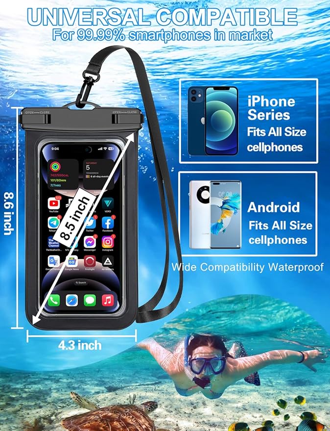 Famoby Up to 8.3" 10 Pack Multicolor Universal Waterproof Phone Pouch, Large - Image 3