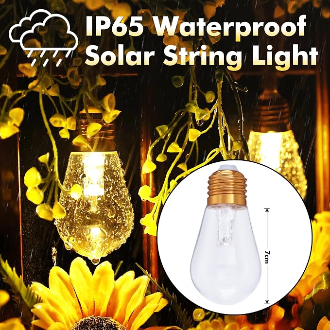 Colors Changing Solar String Lights Outdoor, 20Ft Vintage Rope Hemp Color - Image 4