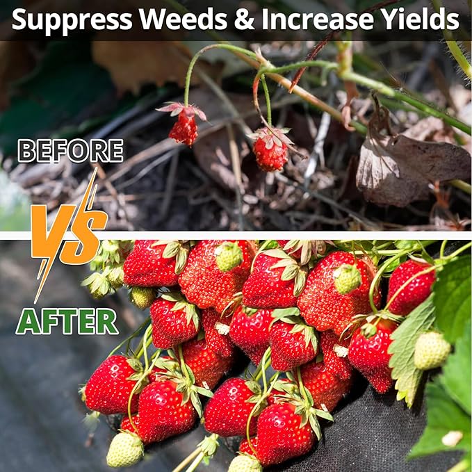 3ft x 100ft Weed Barrier Landscape Fabric, 3.2oz Heavy Duty Woven Geotextile with 20 U-Shaped Pegs & Pre-Printed Cutting Lines, Ground Cover Colth Garden Bed Liner for Landscape, Driveway, Greenhouse