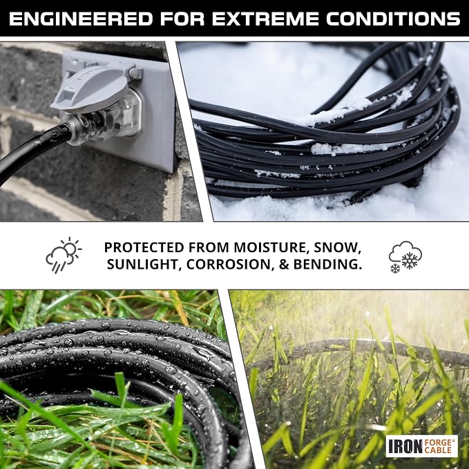 Iron Forge Cable 12 Gauge Outdoor Extension Cord 6 Ft, SJTW 12/3 Heavy Duty - Image 3