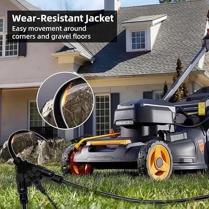 100 FT 3 Outlet Outdoor Extension Cord Waterproof, 16/3 SJTW Black Extension - Image 7