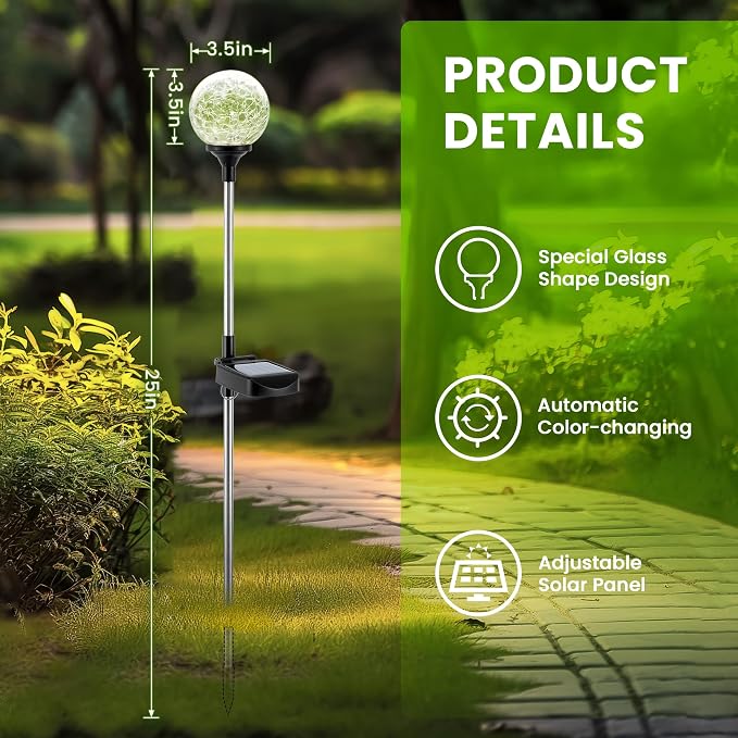 GIGALUMI Solar Garden Lights 3 Pack, Solar Lights Outdoor Decorative Waterproof - Image 6