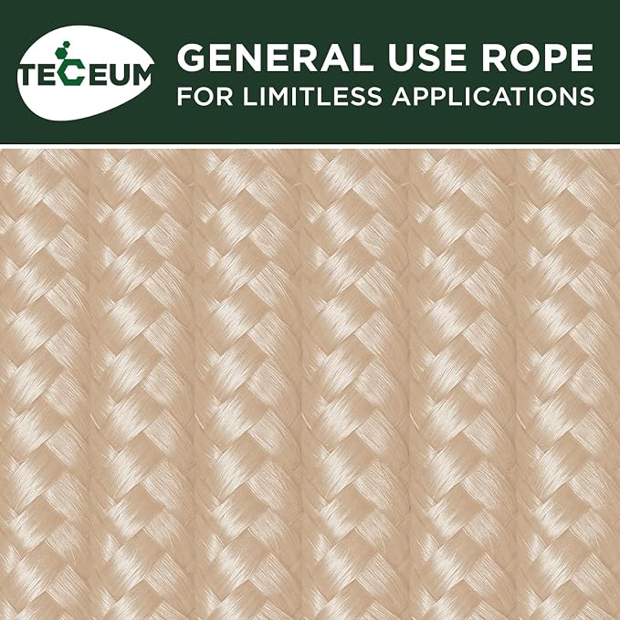TECEUM Rope – 90 Feet x 1/4 Inch – Beige – Strong All-Purpose Utility Rope – - Image 9