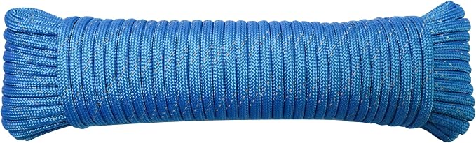 Paracord Rope, Reflective III Parachute Cord 7 Strand Core 550lb, 50ft Blue by LUOPUTUO